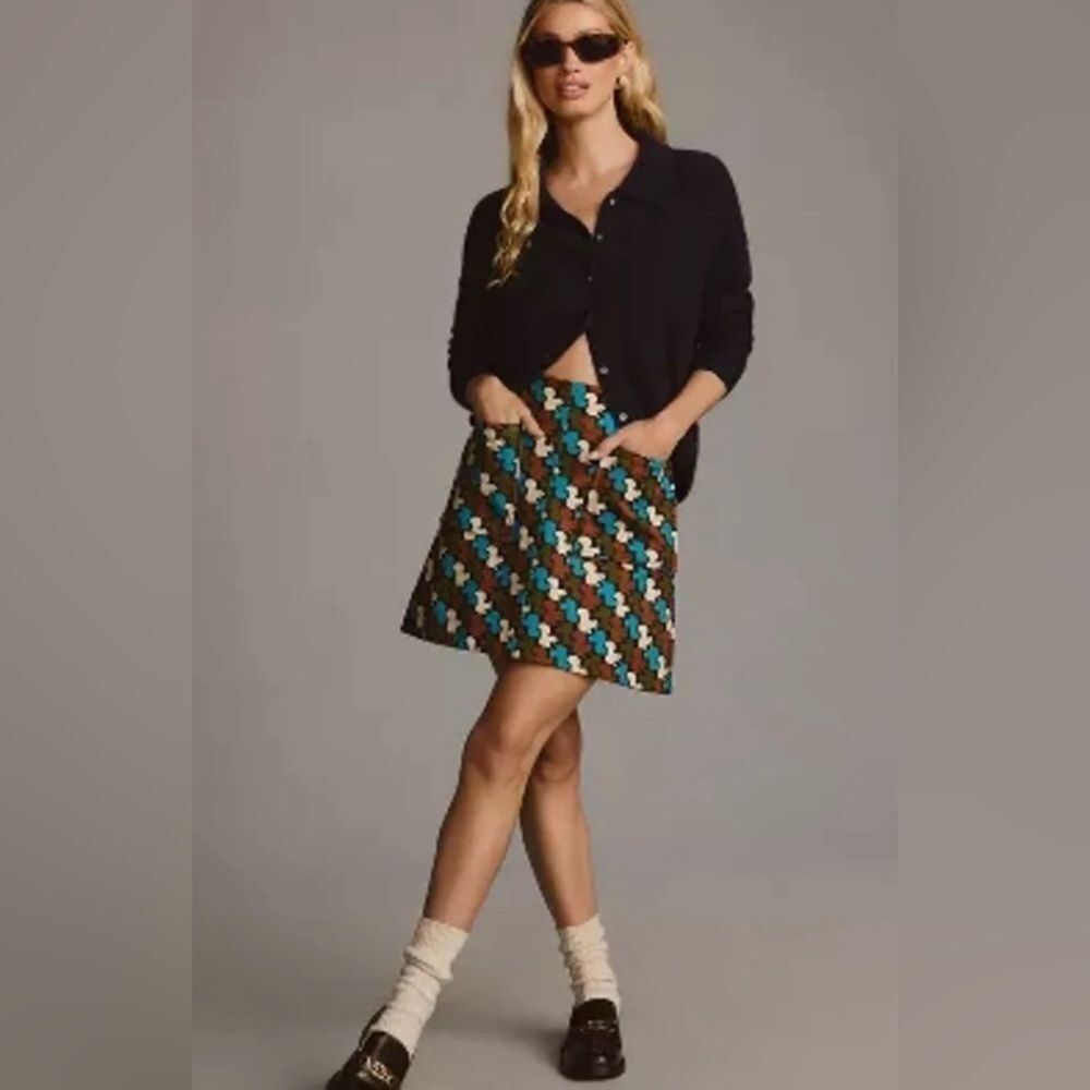 Maeve by Anthropologie The Marisela Mini Skirt Mod Op Art Size XS